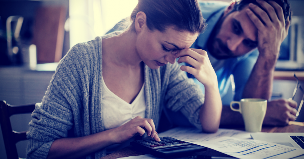 Couple worrying about finances